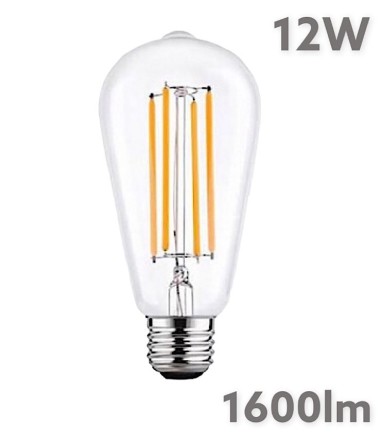 Bombilla de filamento LED que da mucha luz E27 12W 1600Lm ST64