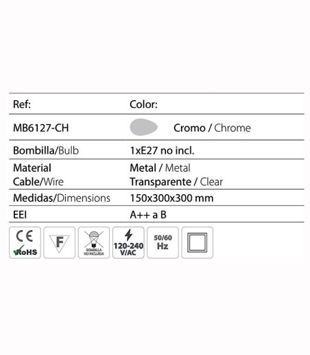 Características Aplique pared orientable FLEXI cromo E27