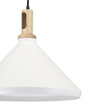 Lámpara colgante nórdica ND3 metal blanco-madera Ø35cm E27 2
