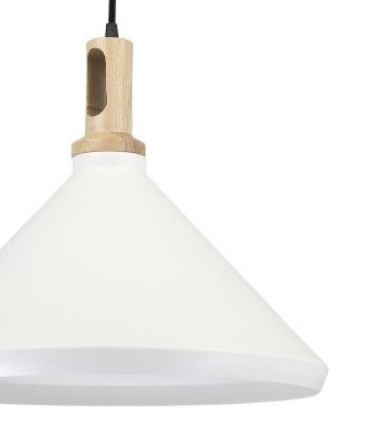 Detalle de Lámpara colgante nórdica ND3 metal blanco-madera Ø35cm E27