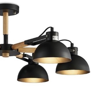 Lámpara techo madera-negro 6 luces MD2345-6BK - Ineslam 2