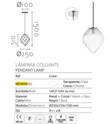Características lámpara MD4049-CL de Ineslam