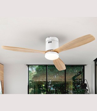 Ventilador con luces LED SIROCO blanco madera - Schuller 2