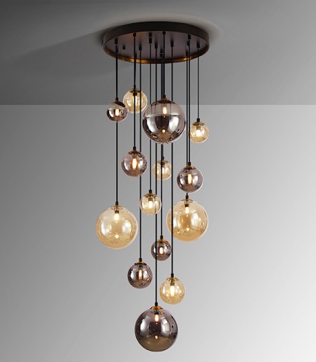 Lámpara de techo Dark 14 Luces negro latón - Schuller