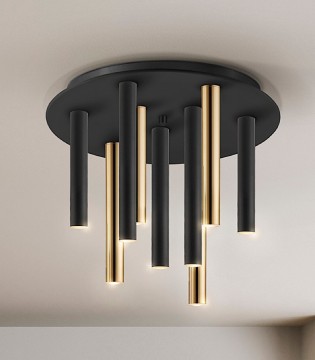 Plafón LED Varas negro oro - Schuller 2