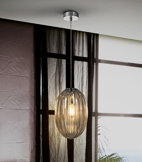 Lampara colgante OVILA 1 luz coñac 20cm - Schuller