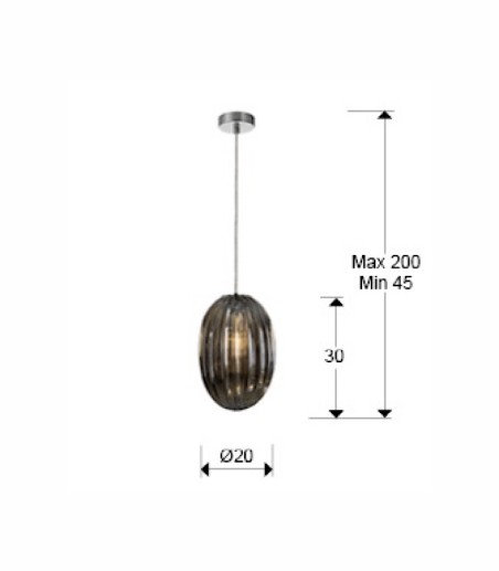Medidas Lampara OVILA 1 luz smoke 20cm - Schuller