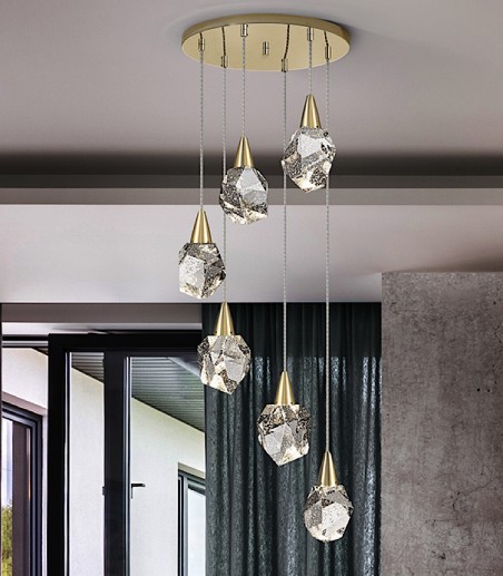 Lampara AQUARIA oro 6 luces -Schuller