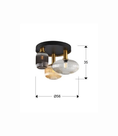Medidas Plafon NORMA 3l negro - Schuller