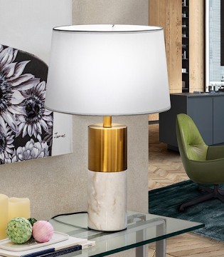 Lámpara de mesa de salón LUCIAN marmol blanco 1L - Schuller