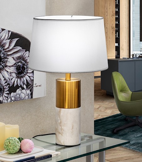 Lámpara de mesa de salón LUCIAN marmol blanco 1L - Schuller