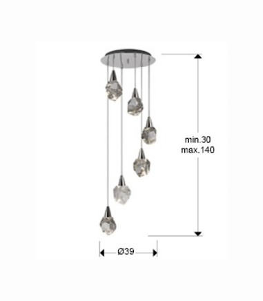 Lámpara de techo LED Aquaria cromo 6x4W