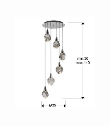 Lámpara de techo LED Aquaria cromo 6x4W