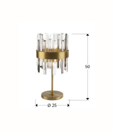 Medidas Lampara de mesa GRACE oro 6L - Schuller