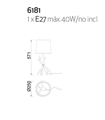 Lámpara de mesa 1luz Sabina 6181 - Mantra