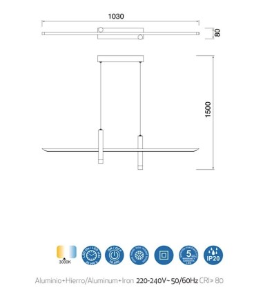 Lámpara LED lineal de techo Esparta...