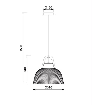 Lámpara colgante Kinké 37cm Gris Antracita, 6211 De Mantra, dimensiones.