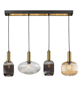 Lámpara lineal Norma negro 4 luces E27 - Schuller