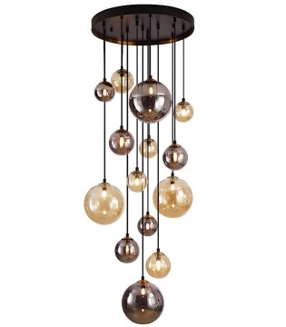 Lámpara Dark 14 Luces negro latón - Schuller