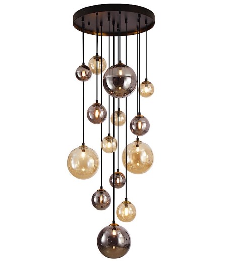 Lámpara Dark 14 Luces negro latón - Schuller
