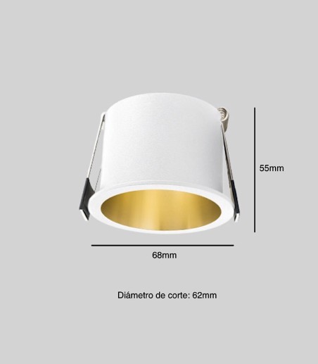 Dimensiones Foco empotrable Aurum IN Arquitectural blanco/oro - Maslighting