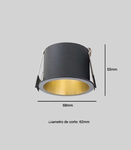 Medidas Foco empotrable GU10 Aurum IN Arquitectural negro/oro - Maslighting