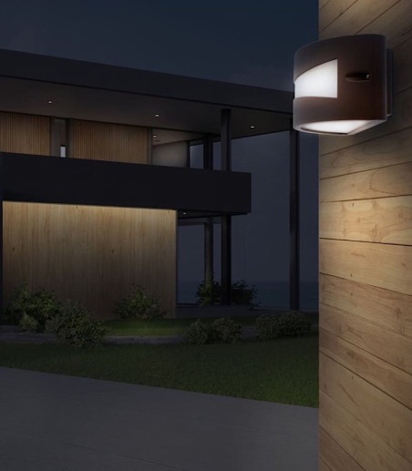 Imagen de ambiente Aplique exterior Mota 1 Luz E27 Marrón IP54