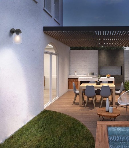 Imagen de ambiente Aplique exterior Nera 1 Luz E27 Negro IP44