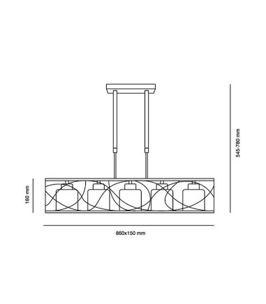 Dimensiones Lámpara de techo Alexandra wengué 5 luces E27 Cristalrecord