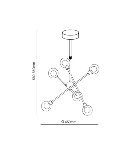 Dimensiones  Lámpara de techo Globo 6L G9 cromo