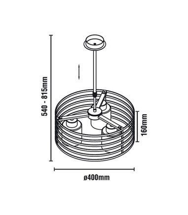 Dimensiones Lámpara de techo Cell/2 Wengue Redonda 3 Luces E27