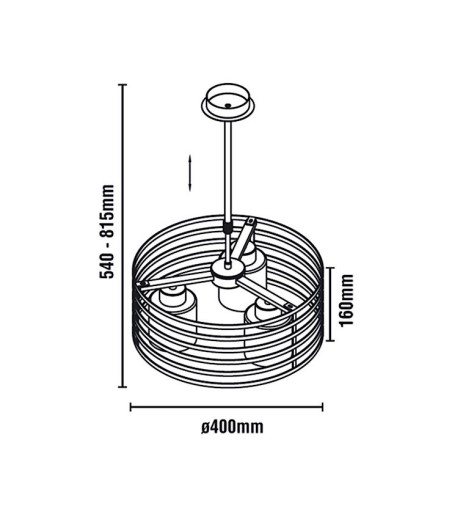 Dimensiones Lámpara de techo Cell/2 Wengue Redonda 3 Luces E27
