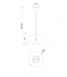 Lámpara colgante Jarras 40cm cromo-grafito de Mantra ref: 6191, dimensiones