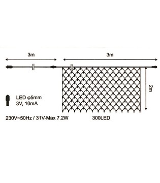Cortina 300 luces Navidad LED cálida 3mX2m IP44 2