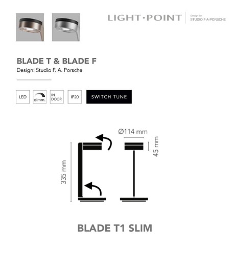 Características Sobremesa Blade T1 Slim - Light Point F.A. Porsche