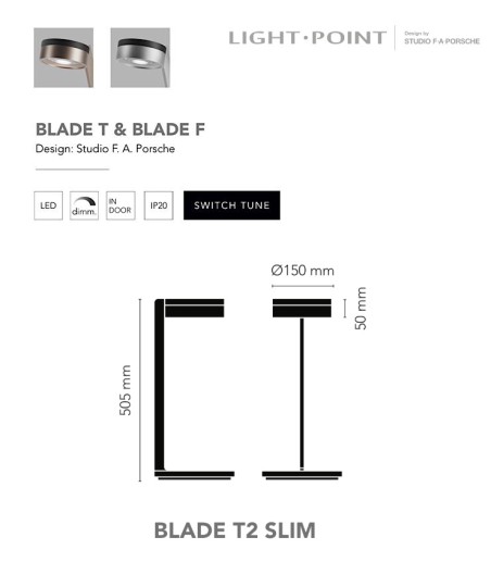 Características Sobremesa Blade T2 Slim - Light Point F.A. Porsche