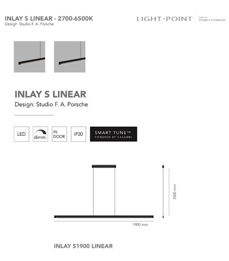 INLAY S1900 LINEAR 2700-6500K Smart - F.A. PORSCHE - LIGHT POINT