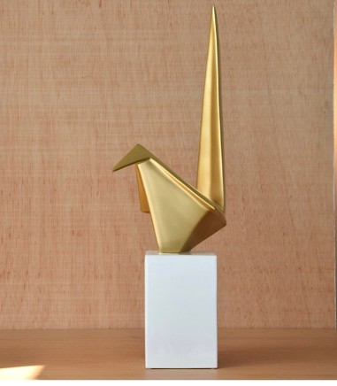 Pájaro origami 2 oro blanco - VP Interiorismo