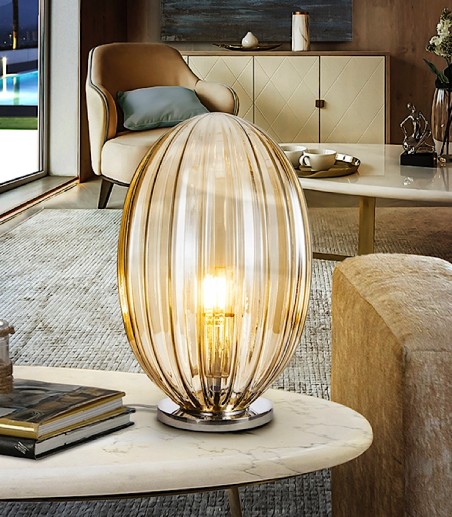Lampara mesa Ovila 1 luz coñac  20cm -Schuller