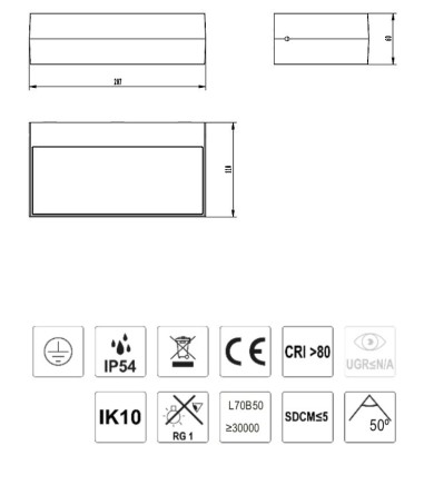 Aplique de pared Draco 10W Antracita...