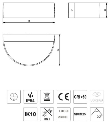 Aplique de pared Aysel 10W Antracita...