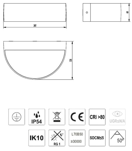 Aplique de pared Aysel 10W Antracita IP54 - ACB