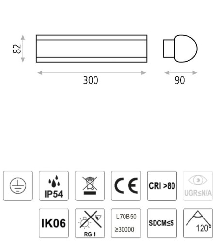 Aplique de pared Aka LED 20W negro IP54 - ACB