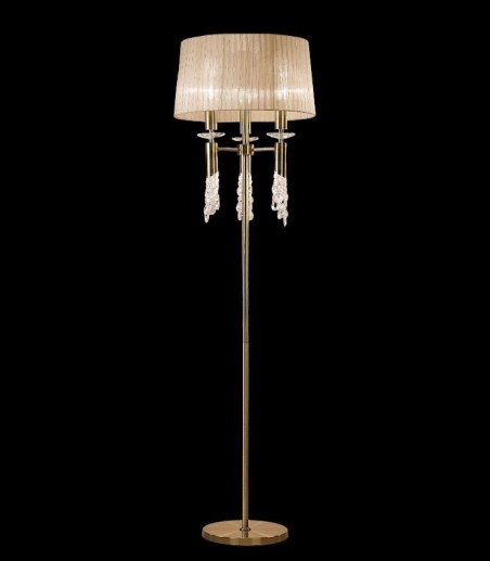Lámpara de pie Tiffany cuero 3 luces E27 - Mantra