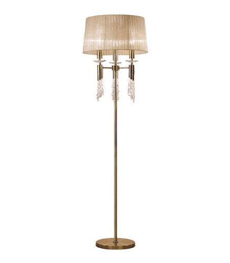 Lámpara de pie Tiffany cuero 3 luces E27 - Mantra