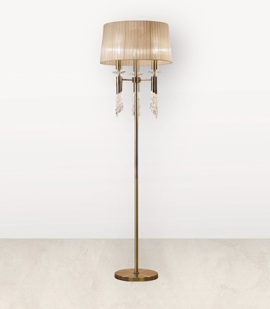Lámpara de pie Tiffany cuero 3 luces E27 - Mantra