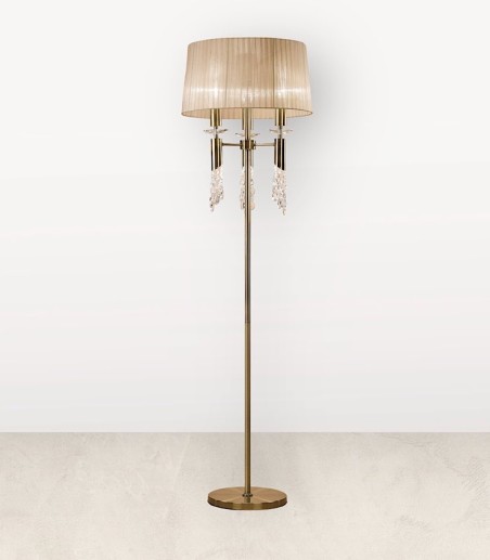 Lámpara de pie Tiffany cuero 3 luces E27 - Mantra