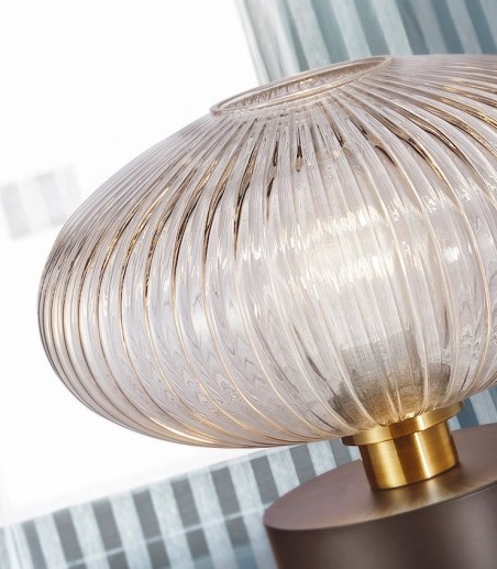 Detalle Lámpara de mesa NORMA 1 luz negro latón - Schuller