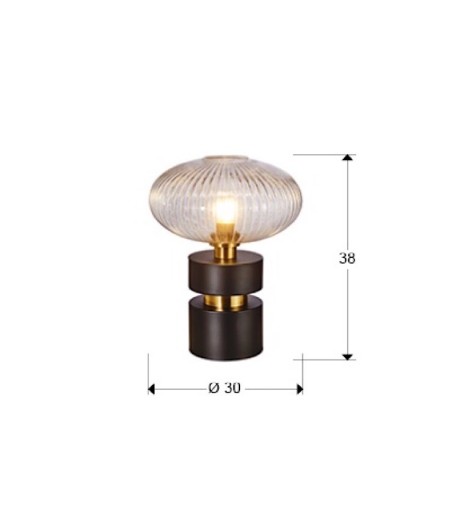 Dimensiones: Lámpara de mesa NORMA 1 luz negro latón - Schuller