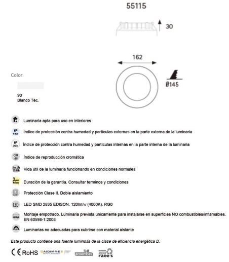 Downlight LED Confort Technical IP44 PRO - 551